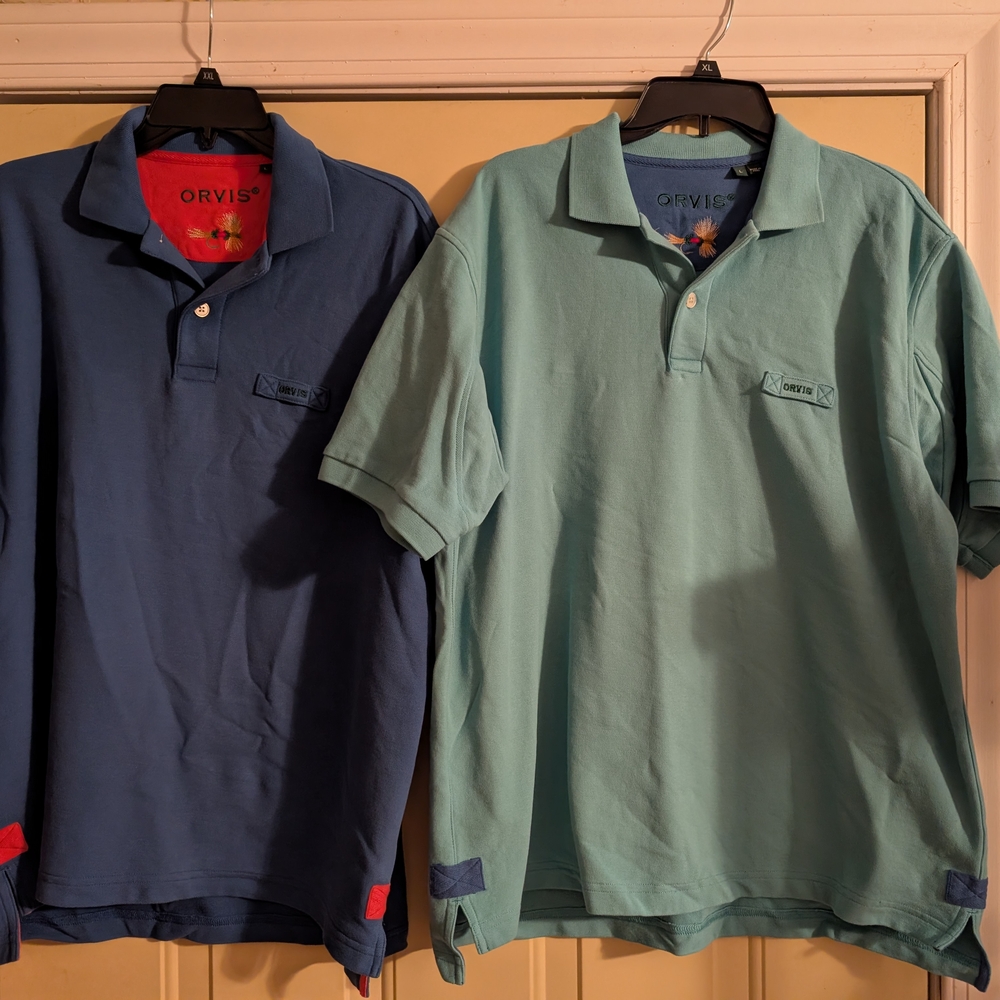 Orvis Men's Signature Polo Shirts Size Large Lot